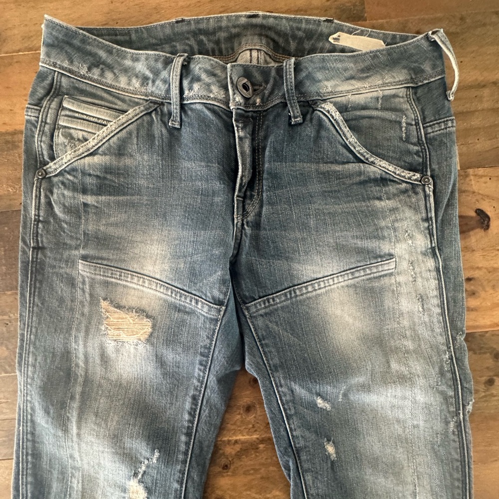 G-Star Raw Denim Skinny Blue Jeans with Dynamic Distressing (Premium Denim)